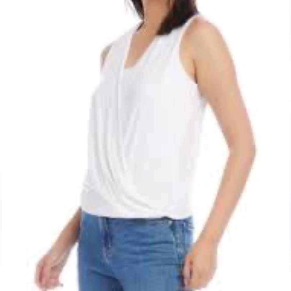 New Karen Kane Elegant White Drape Front Women's Top